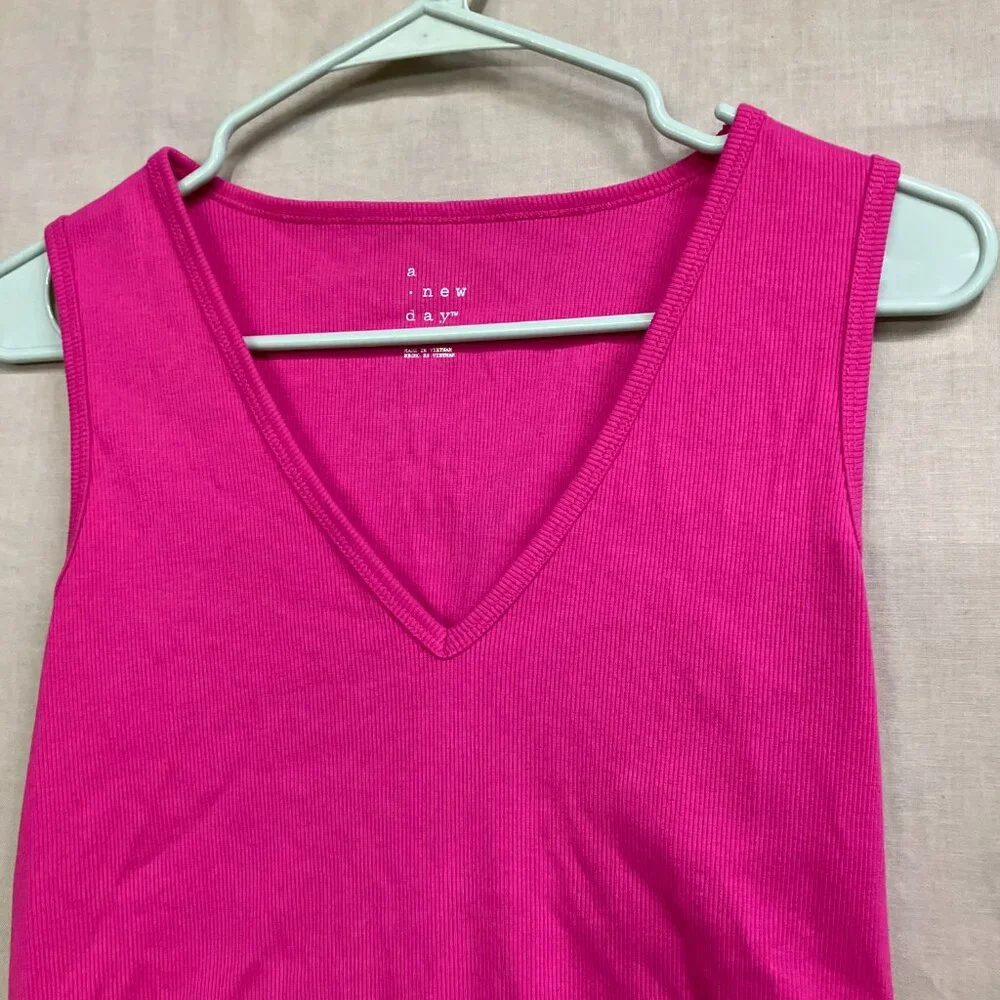 NWT A New Day Women's Size Medium Pink Drape Front Sleeveless Tank Top Bodysuit